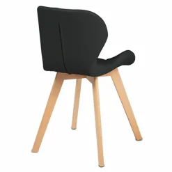 Lot de 4 chaises matelassées noires*IDMarket New