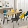 Lot de 8 chaises modernes en velours mix color bleu x2, gris foncé x2, gris clair x2, jaune x2 pieds métal noir*IDMarket Clearance