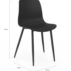 Lot de 6 chaises noires avec pieds en métal*IDMarket