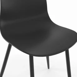 Lot de 6 chaises noires avec pieds en métal*IDMarket