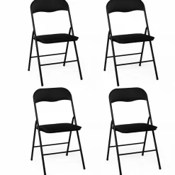 Lot de 4 chaises noires pliantes d’intérieur*IDMarket Best