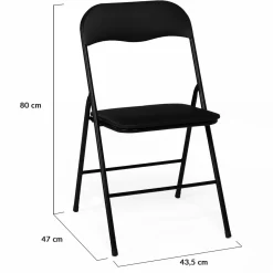 Lot de 4 chaises noires pliantes d’intérieur*IDMarket Best