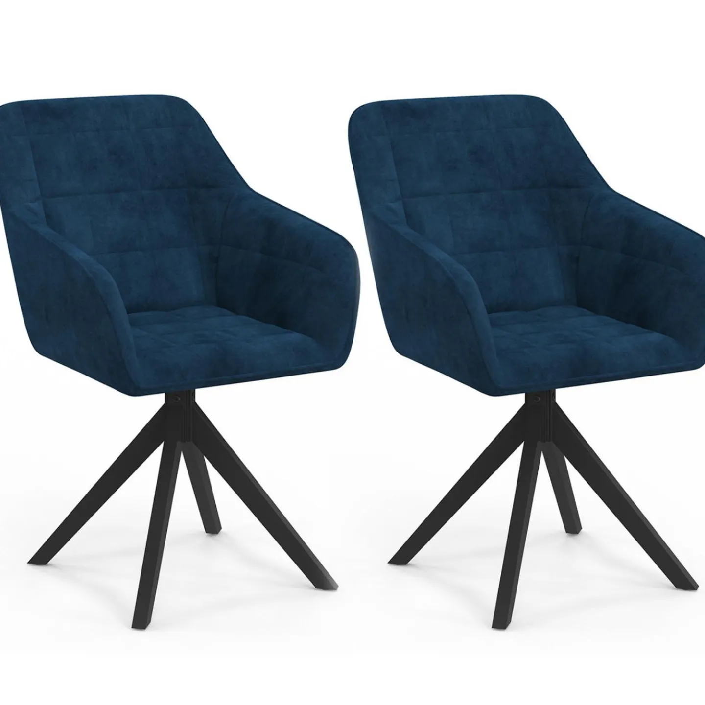 Lot de 2 chaises pivotantes de salle à manger, fauteuils de table en velours bleu*IDMarket New