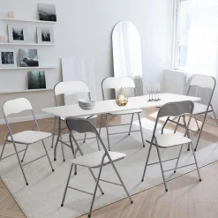 Lot de 6 chaises pliantes blanches d’intérieur*IDMarket Sale