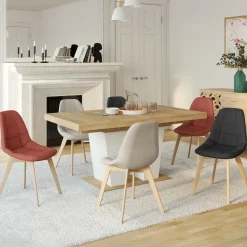 Lot de 6 chaises scandinaves mix color gris foncé x2, terracotta x2, beige x2*IDMarket Clearance