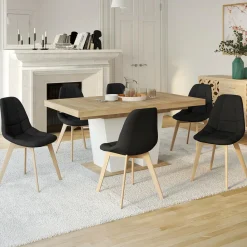 Lot de 6 chaises scandinavesen tissu noir*IDMarket Hot