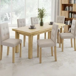 Lot de 6 chaises scandinaves capitonnées beiges*IDMarket Online