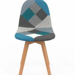 Lot de 2 chaises scandinaves patchworks bleus*IDMarket Hot