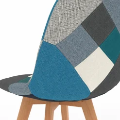 Lot de 2 chaises scandinaves patchworks bleus*IDMarket Hot