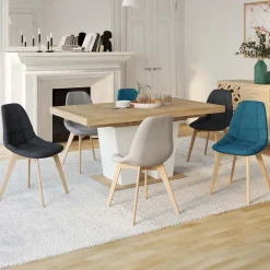 Lot de 6 chaises scandinaves en tissu mix color beige, gris clair, bleu canard et gris foncé*IDMarket Discount