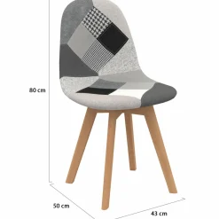 Lot de 4 chaises scandinaves patchwork noir gris blancs*IDMarket Best
