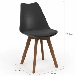 Lot de 6 chaises scandinaves noires avec coussin*IDMarket Sale