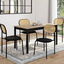 Lot de 4 chaises vintage en métal avec dossier cannage arrondi*IDMarket Best