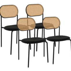 Lot de 4 chaises vintage en métal avec dossier cannage arrondi*IDMarket Best