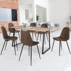 Lot de 6 chaises vintage marron pour salle à manger*IDMarket Online