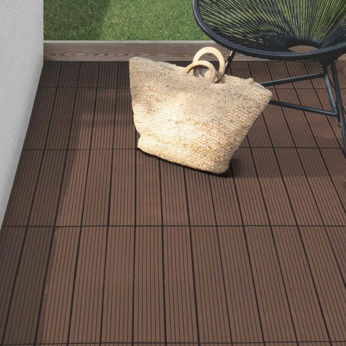 Lot de 5 dalles de terrasse rectangulaires clipsables de 60 x 30 cm*IDMarket Best
