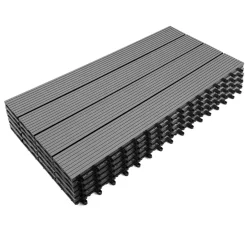 Lot de 5 dalles extérieures rectangulaires de 60 x 30 cm clipsables en composite gris*IDMarket New