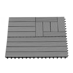 Lot de 5 dalles extérieures rectangulaires de 60 x 30 cm clipsables en composite gris*IDMarket New