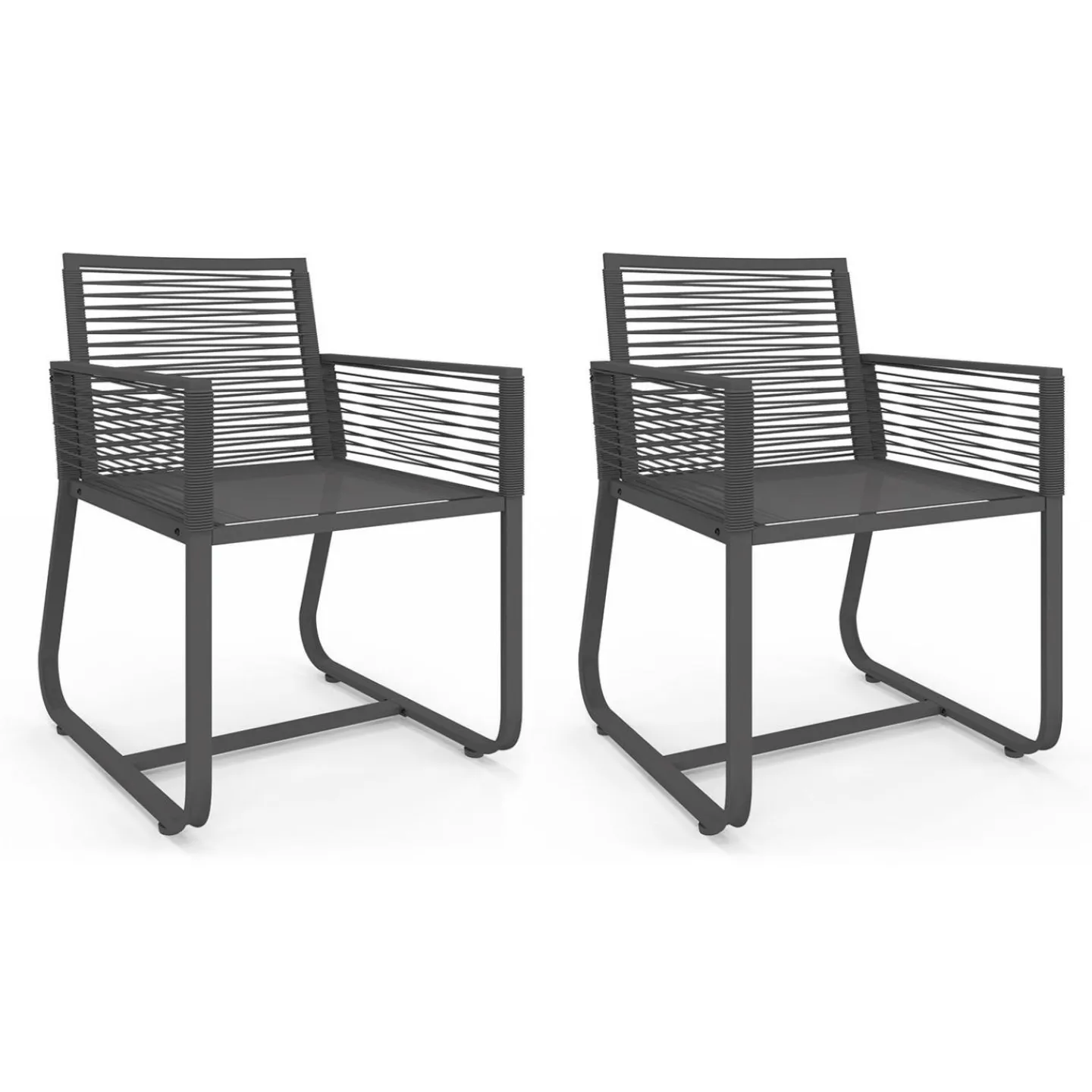 Lot de 2 fauteuils de jardin métal et cordage gris*IDMarket Hot