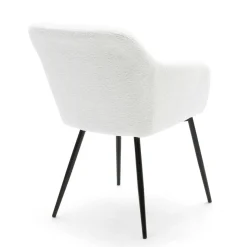 Lot de 2 fauteuils de table blancs en tissu bouclette*IDMarket Clearance