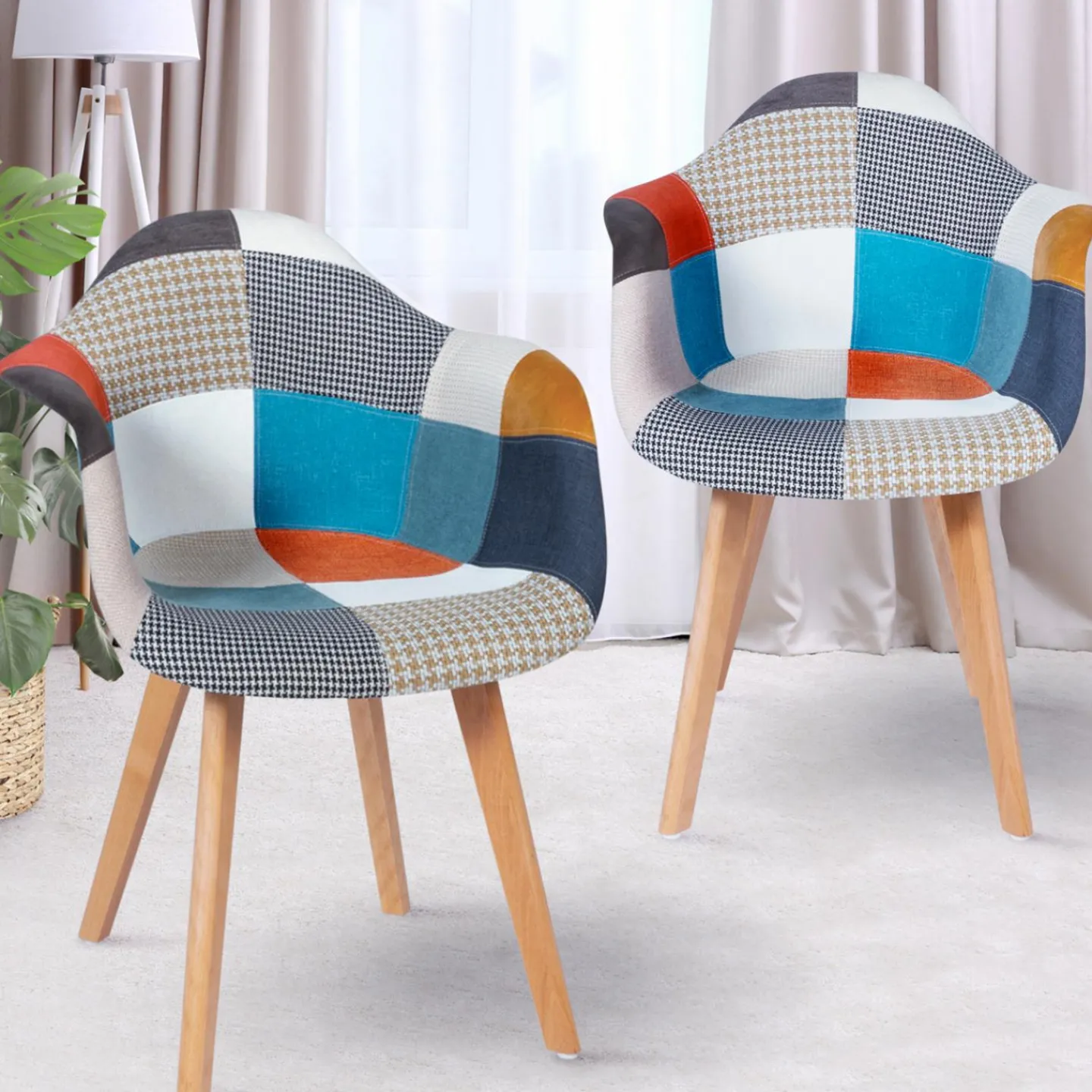 Lot de 2 fauteuils scandinaves multicolores*IDMarket Discount