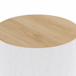 Lot de 2 tables basses cylindres gigognes bois et blanc*IDMarket Best