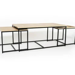 Lot de 3 tables basses de salon gigognes industrielles*IDMarket Hot