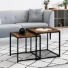 Lot de 2 tables basses gigognes industrielles effet bois vieilli*IDMarket Sale