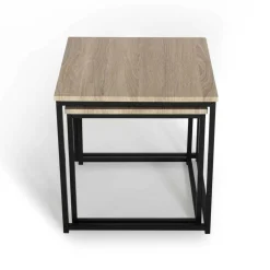 Lot de 2 tables basses gigognes style industriel*IDMarket New