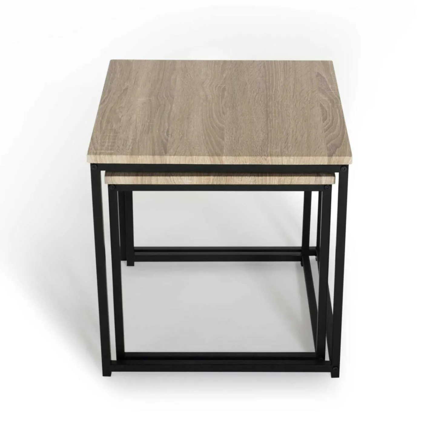 Lot de 2 tables basses gigognes style industriel*IDMarket New