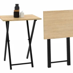 Lot de 2 tables d'appoint pliantes bois et métal*IDMarket Clearance