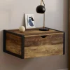 Lot de 2 tables de chevet suspendues bois foncé et noir style industriel*IDMarket New