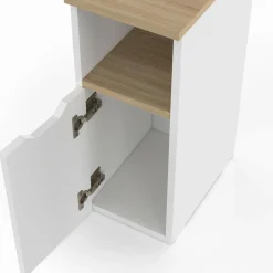 Lot de 2 tables de chevet bois et blanc 1 porte avec niche*IDMarket Hot