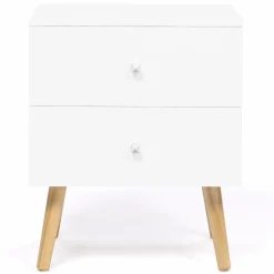 Lot de 2 tables de chevet scandinaves bois et blanc 2 tiroirs*IDMarket