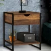 Lot de 2 tables de chevet métal et bois foncé*IDMarket Hot