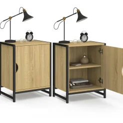 Lot de 2 tables de chevet 1 porte design industriel*IDMarket Hot