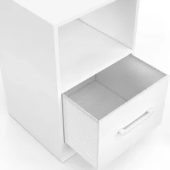 Lot de 2 tables de chevet 1 tiroir en tissu avec niche bois blanc*IDMarket Hot