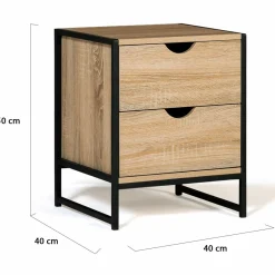 Lot de 2 tables de chevet industrielles 2 tiroirs*IDMarket New
