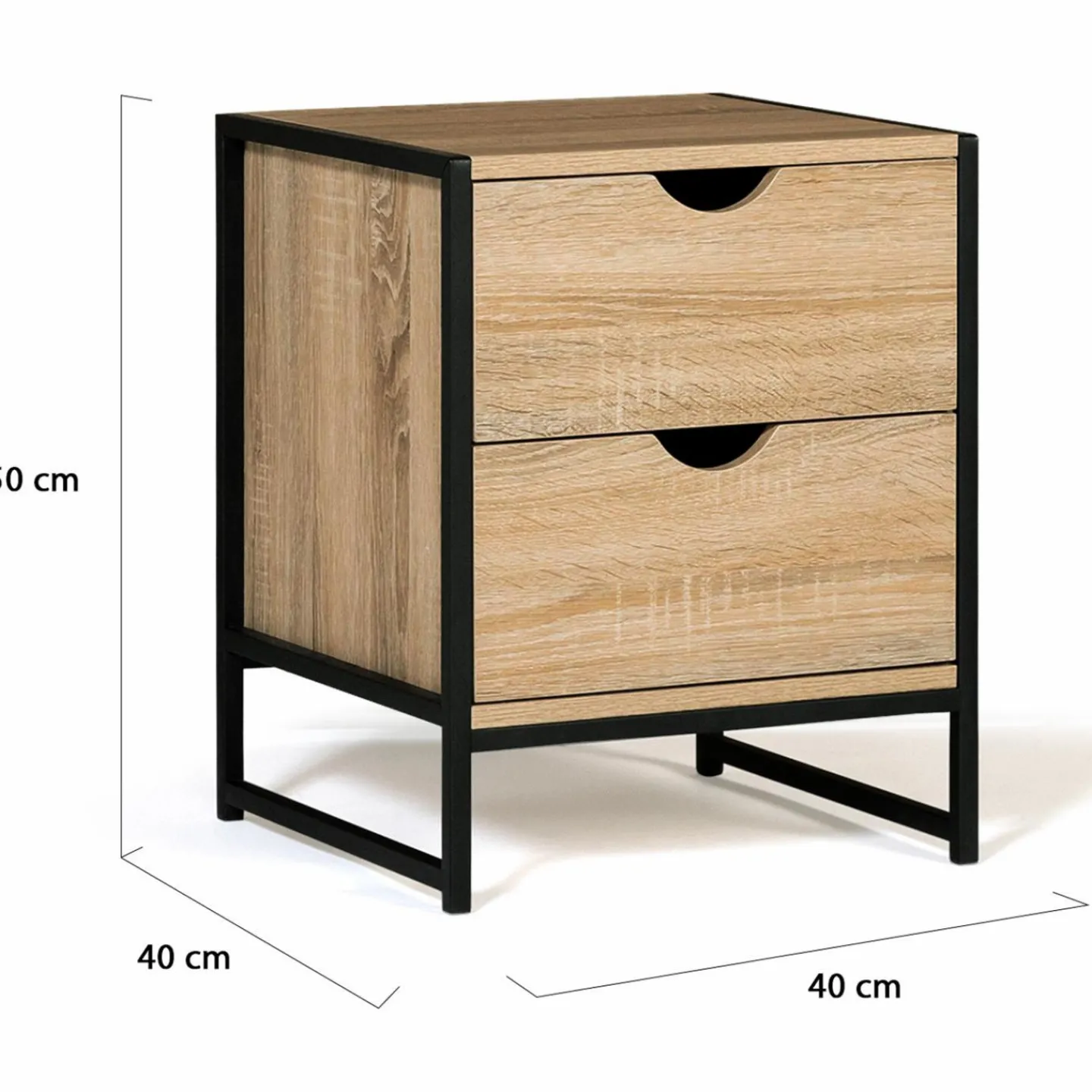Lot de 2 tables de chevet industrielles 2 tiroirs*IDMarket New