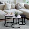 Lot de 3 tables gigognes rondes effet marbre et bois noir 35/40/45 cm*IDMarket Online