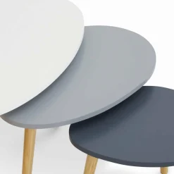 Lot de 3 tables gigognes scandinaves laquées blanc et gris*IDMarket New