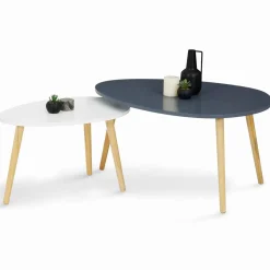 Lot de 2 tables gigognes scandinaves laquées blanc et gris*IDMarket Discount