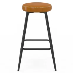 Lot de 2 tabourets de bar effet cuir marron et pieds métal*IDMarket Hot