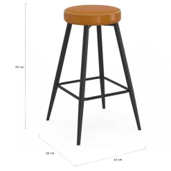 Lot de 2 tabourets de bar effet cuir marron et pieds métal*IDMarket Hot