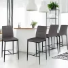Lot de 4 tabourets de bar en PVC gris rembourrés*IDMarket New