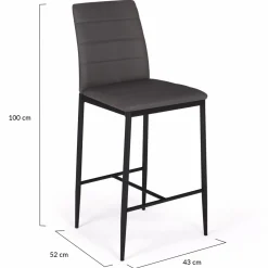 Lot de 4 tabourets de bar en PVC gris rembourrés*IDMarket New