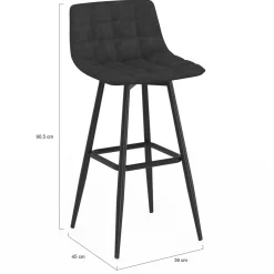 Lot de 2 tabourets de bar en velours noir*IDMarket Best