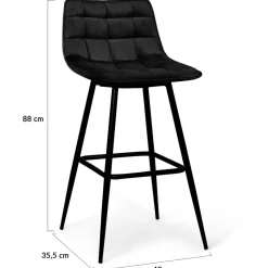Lot de 6 tabourets de bar en velours noir*IDMarket Best