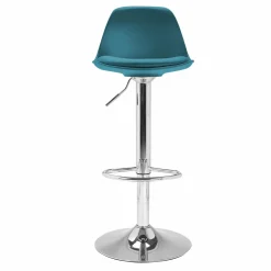 Lot de 4 tabourets de bar bleu canard réglables pied métal*IDMarket Best