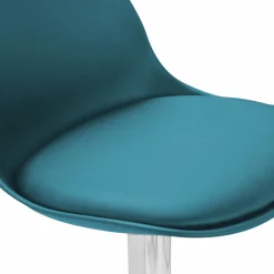 Lot de 4 tabourets de bar bleu canard réglables pied métal*IDMarket Best